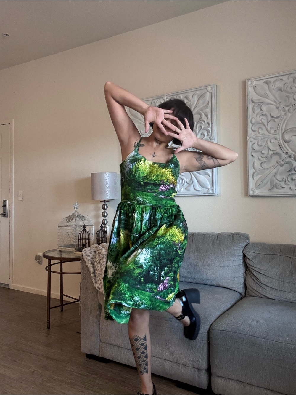 Retro Vintage Bernie Dexter Greenery Landscape Dress🌿
